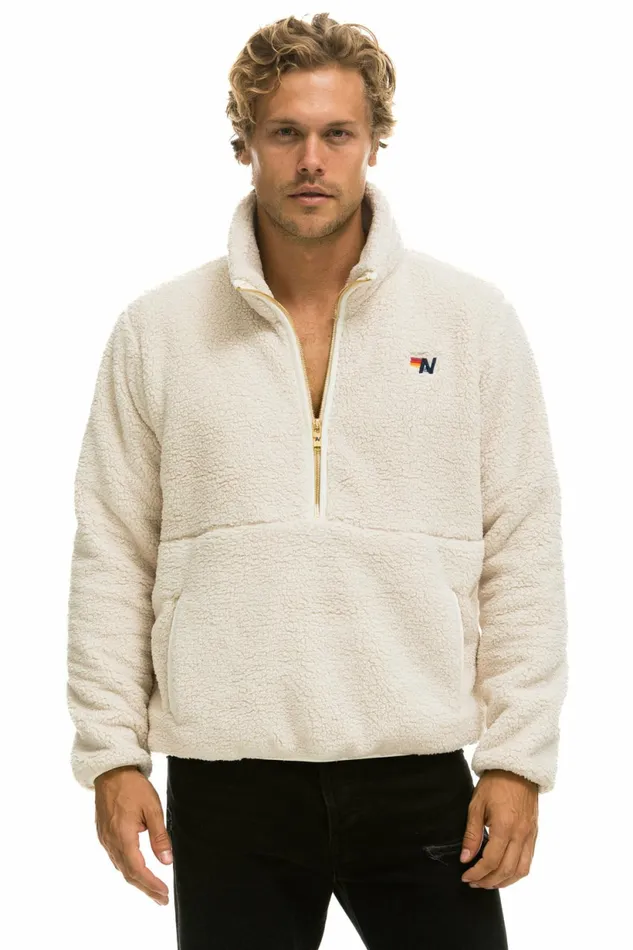 Men TEDDY UNISEX HALF ZIP JACKET 8211 VINTAGE WHITE Aviator Nation Outerwear Men TEDDY UNISEX HALF ZIP JACKET 8211 VINTAGE WHITE Aviator Nation Outerwear