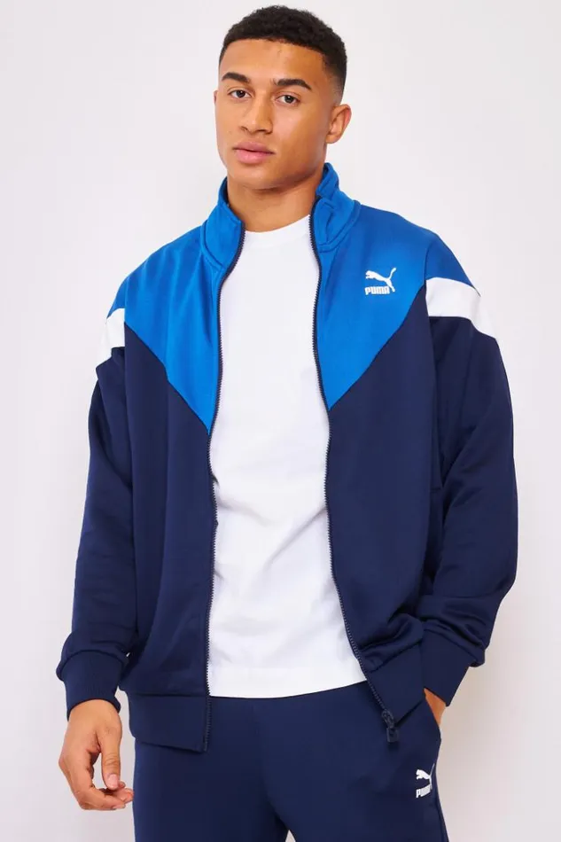 Men Track Jacket In Blue Puma Iconic Mcs Blue Brentiny Paris Sweatshirts and Pullovers