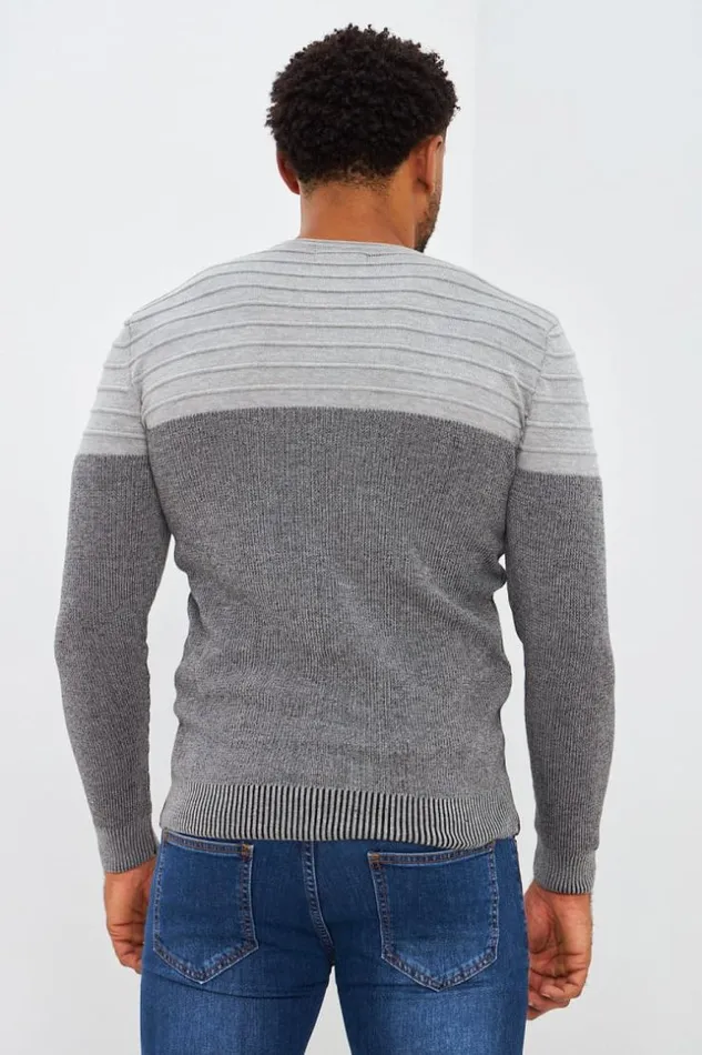 Men TwoTone Gray And Black Jumper Black Brentiny Paris Sweatshirts and Pullovers