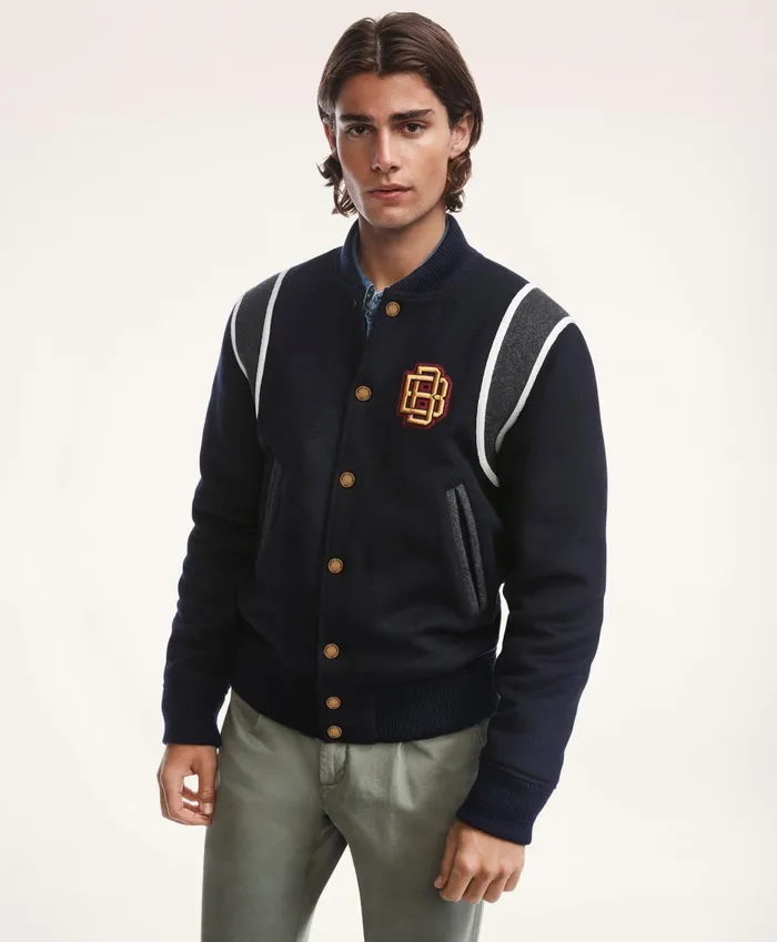 Men Varsity Jacket Navy Brooks Brothers Coats and Jackets