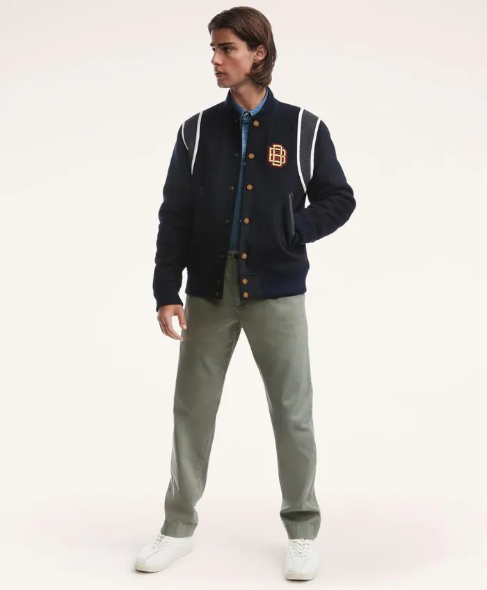 Men Varsity Jacket Navy Brooks Brothers Coats and Jackets