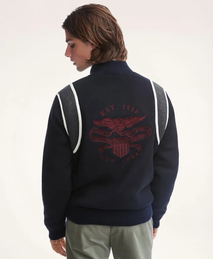 Men Varsity Jacket Navy Brooks Brothers Coats and Jackets