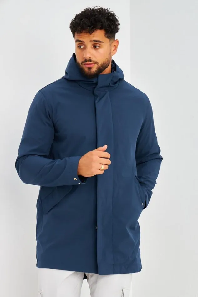 Men Veste MiLongue Bleu Marine Capuche Blue Brentiny Paris Parkas And Down Jackets