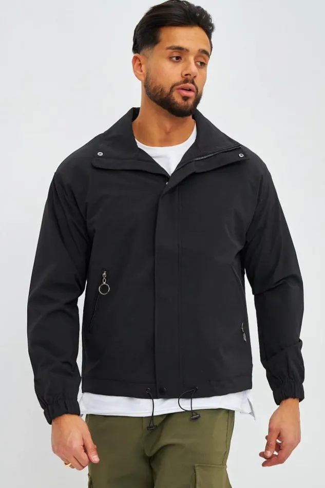 Men Veste Noire Col Montant Black Brentiny Paris Jackets