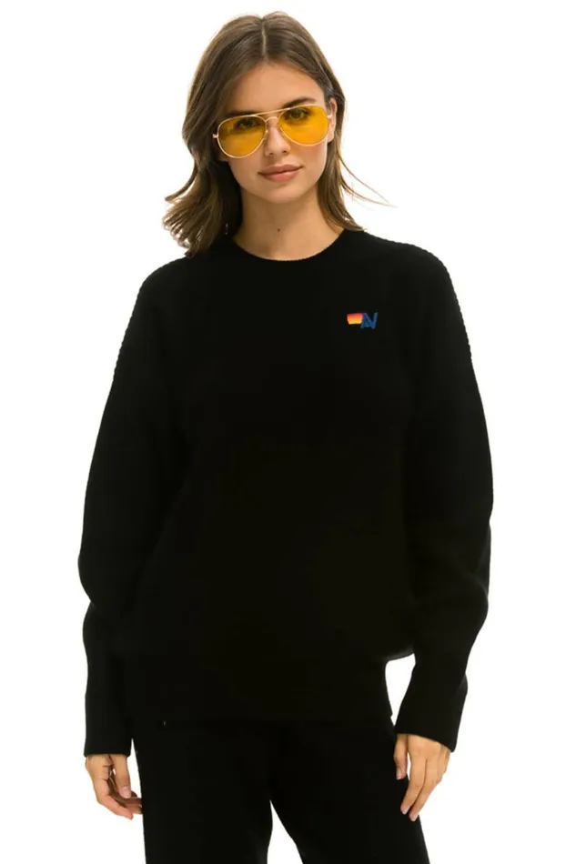 Men VINTAGE CABIN 2 UNISEX CASHMERE SWEATER 8211 BLACK Aviator Nation CrewSweatshirts