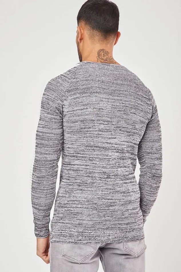 Men White Fine Knit Sweater Grey Brentiny Paris Sweatshirts and Pullovers Men White Fine Knit Sweater Grey Brentiny Paris Sweatshirts and Pullovers