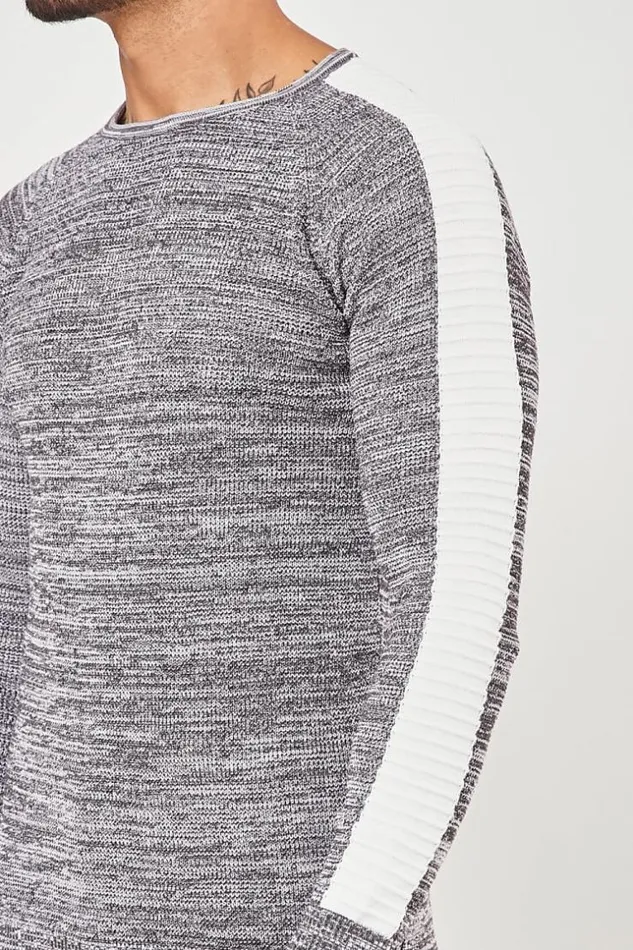 Men White Fine Knit Sweater Grey Brentiny Paris Sweatshirts and Pullovers Men White Fine Knit Sweater Grey Brentiny Paris Sweatshirts and Pullovers