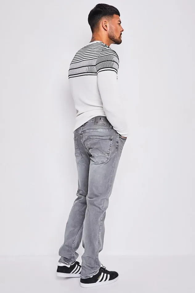 Men White Knit Sweater With Black Embossed Stripes White Brentiny Paris Sweatshirts and Pullovers