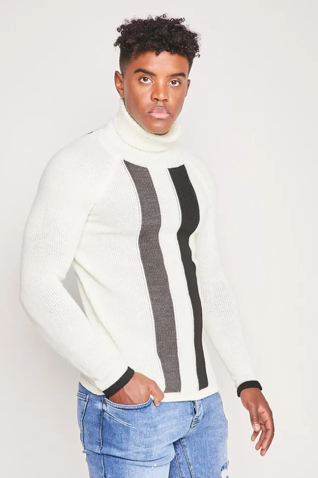 Men White Turtleneck Sweater Brentiny Paris Sweatshirts and Pullovers