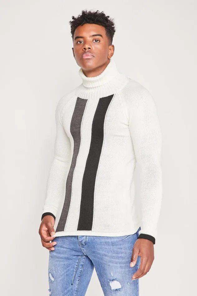 Men White Turtleneck Sweater Brentiny Paris Sweatshirts and Pullovers