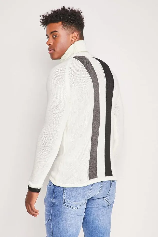 Men White Turtleneck Sweater Brentiny Paris Sweatshirts and Pullovers