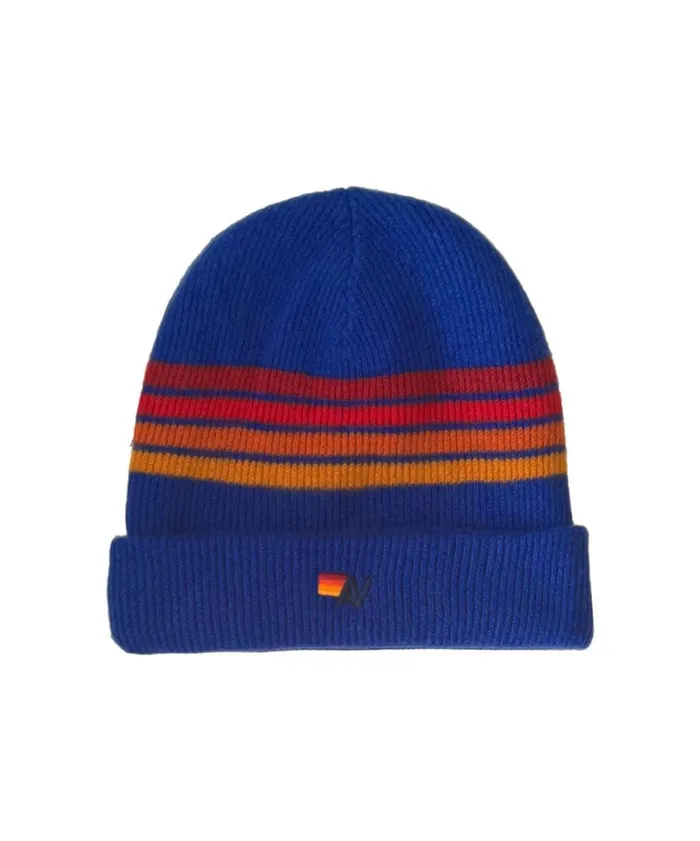 MenWomen CASHMERE RAINBOW 4 STRIPE BEANIE 8211 LAPIS Aviator Nation