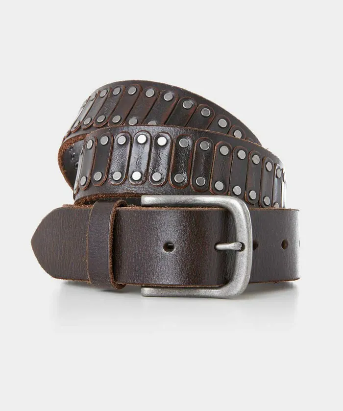 MenWomen Joe Browns Boston Studded Leather Belt Dark Brown