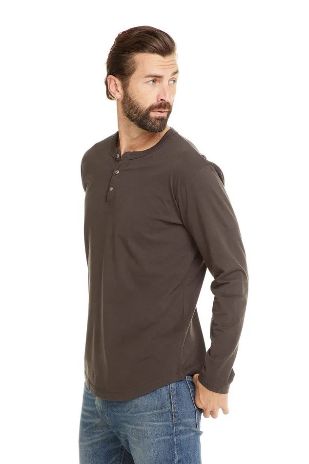 Mens Chaser Brand COTTON JERSEY LS HENLEY Tops