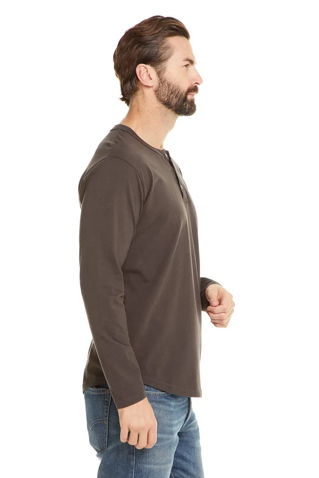 Mens Chaser Brand COTTON JERSEY LS HENLEY Tops