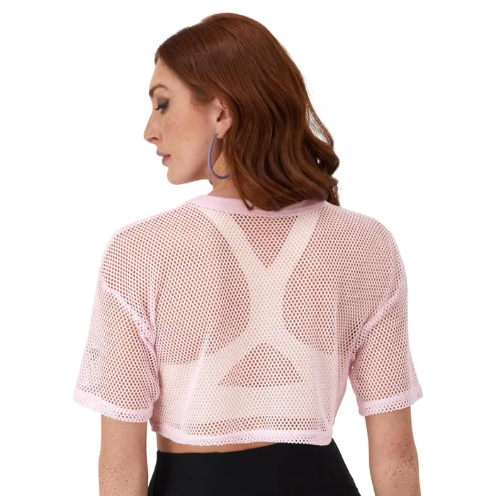 Mesh Shirt Cropped C Logo Chantilly Pink Women Champion TShirts and Tops