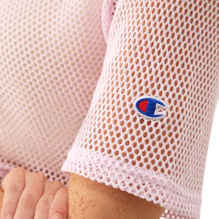 Mesh Shirt Cropped C Logo Chantilly Pink Women Champion TShirts and Tops