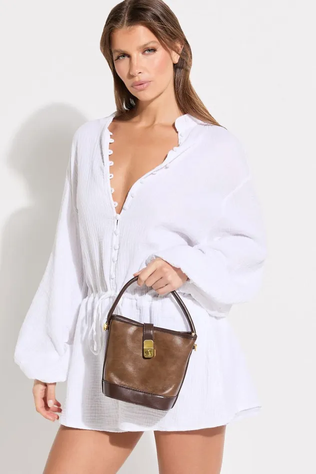 Miami Bag 8211 PU Bucket Mini Tote Bag In Brown Women Showpo Bags