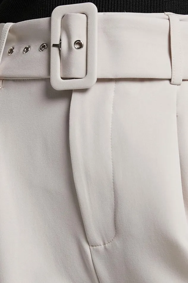 Milica Trousers 8211 Belted High Waisted Trousers In Beige Women Showpo Curve Clothes