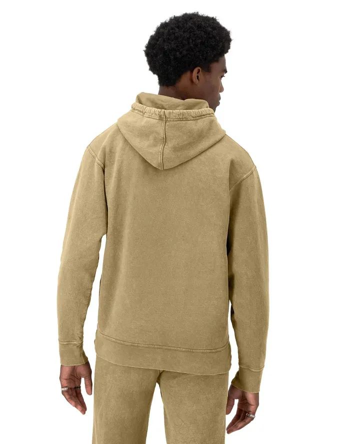 Mineral Dye Graphic Hoodie Retro Repeat Logo Mineral Dye Soft Suede Men Champion Hoodies and Sweatshirts