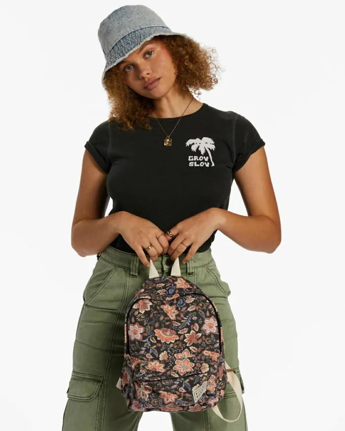 Mini Mama Canvas Backpack Black Sands Women Billabong Backpacks