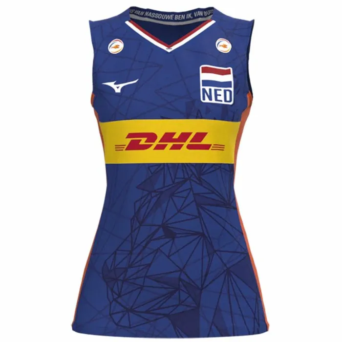 Mizuno Nevobo Volleyball Match Blue Shirt Women Blue Women Tops