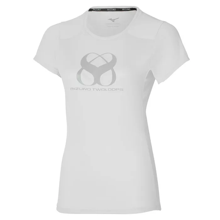 Mizuno Two Loops 8 Tee Undyed White Women Tops