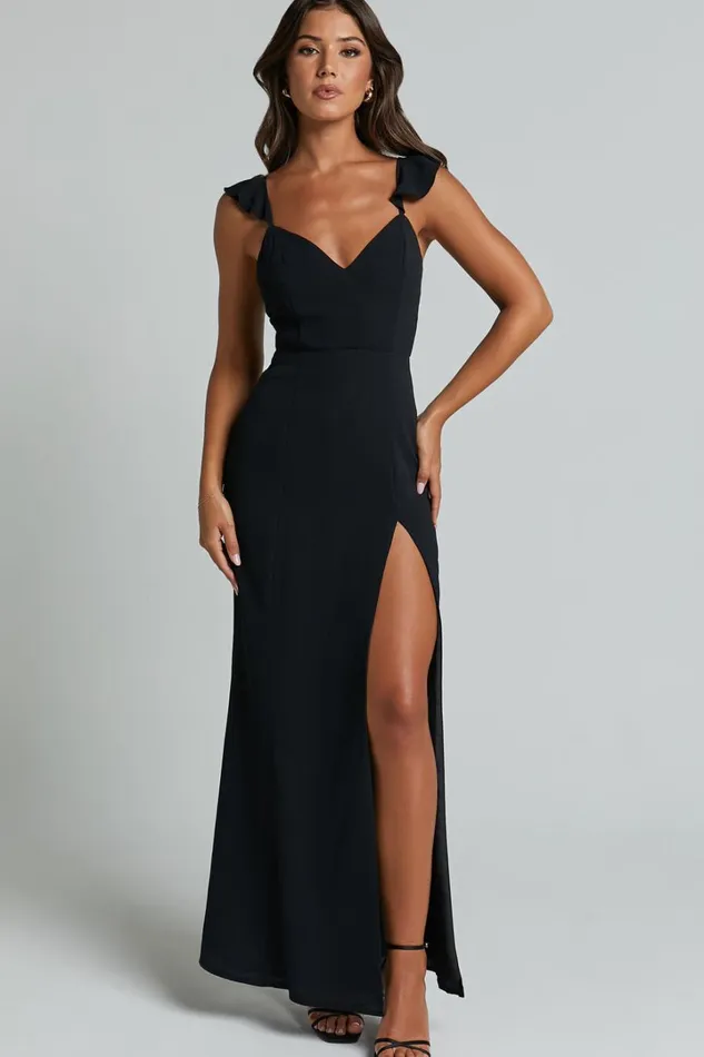 More Than This Midi Dress 8211 Ruffle Strap Thigh Split Dress In Black Women Showpo Dresses More Than This Midi Dress 8211 Ruffle Strap Thigh Split Dress In Black Women Showpo Dresses