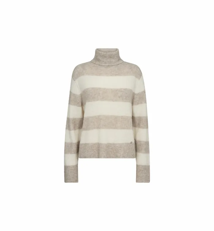 MOS MOSH Knits Women MMAidy Thora Stripe Rollneck Knit Feather Gray MOS MOSH Knits Women MMAidy Thora Stripe Rollneck Knit Feather Gray