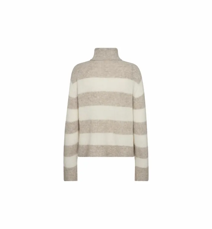 MOS MOSH Knits Women MMAidy Thora Stripe Rollneck Knit Feather Gray MOS MOSH Knits Women MMAidy Thora Stripe Rollneck Knit Feather Gray