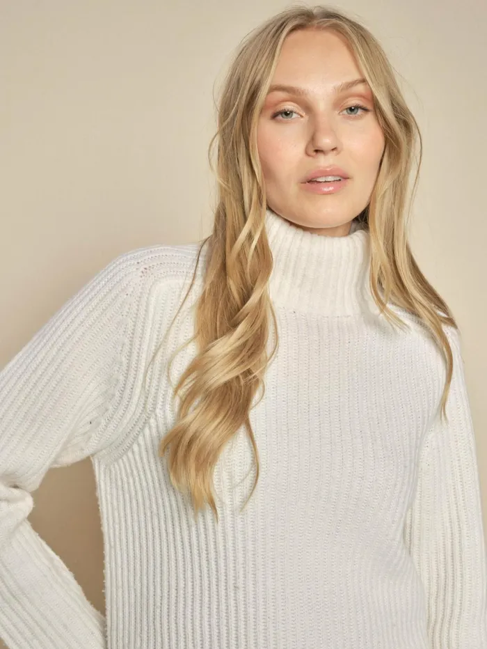 MOS MOSH Knits Women MMThyra Highneck Knit Ecru MOS MOSH Knits Women MMThyra Highneck Knit Ecru