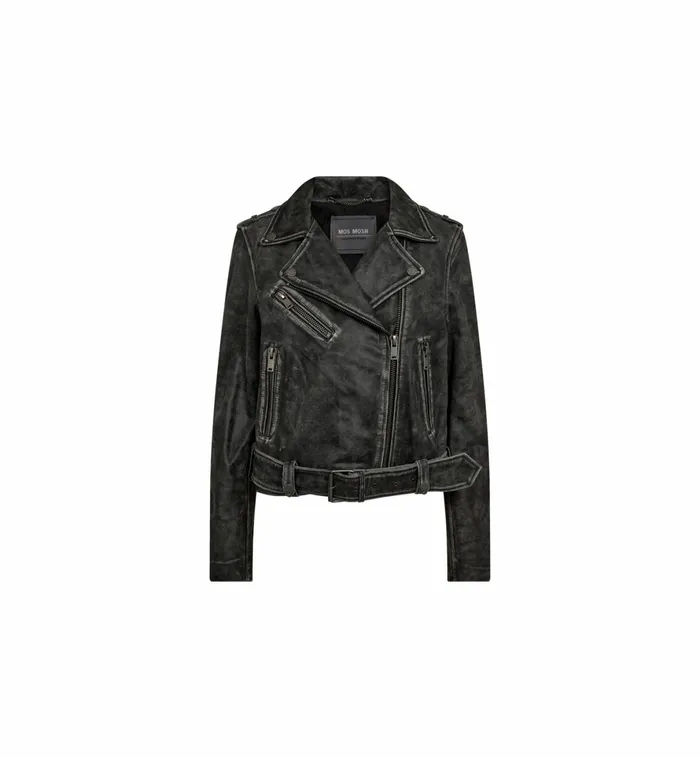MOS MOSH Leather Women MMCelia Biker Leather Jacket Phantom MOS MOSH Leather Women MMCelia Biker Leather Jacket Phantom