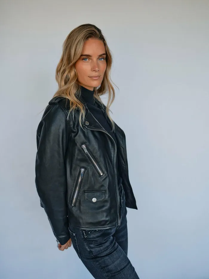 MOS MOSH Leather Women MMMitchel Mol Leather Jacket Black MOS MOSH Leather Women MMMitchel Mol Leather Jacket Black