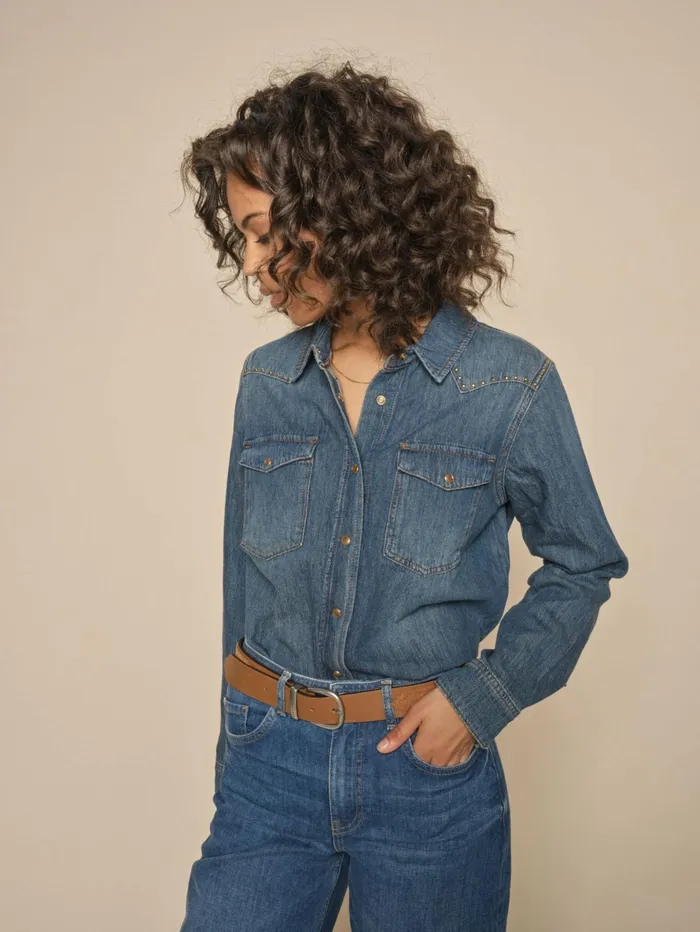 MOS MOSH Shirts Women MMElvira Denim Shirt Blue MOS MOSH Shirts Women MMElvira Denim Shirt Blue