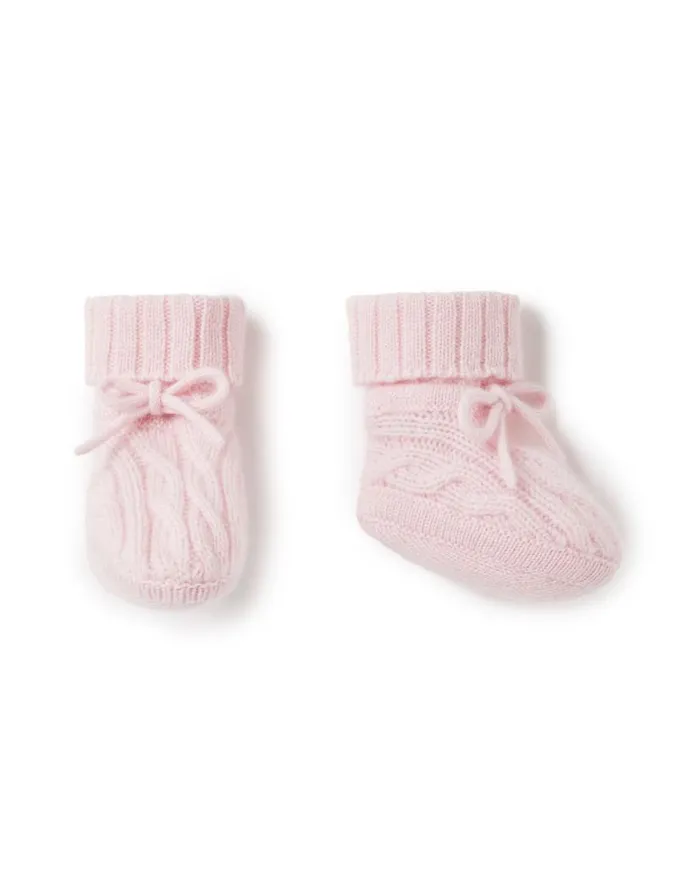 NPeal Baby Children Cable Cashmere Booties Pale Pink