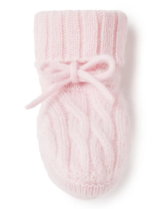NPeal Baby Children Cable Cashmere Booties Pale Pink