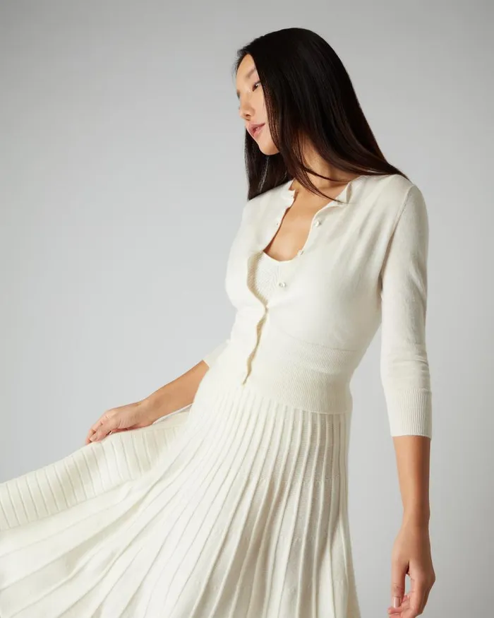 NPeal Cardigans Women Darcie Superfine Cashmere Cropped Cardigan New Ivory White