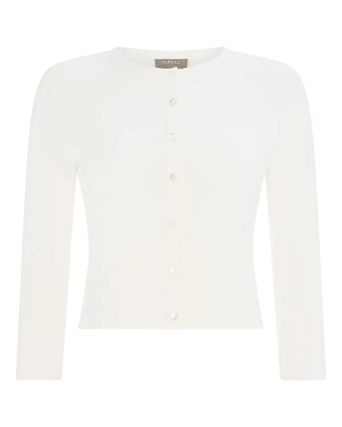 NPeal Cardigans Women Darcie Superfine Cashmere Cropped Cardigan New Ivory White