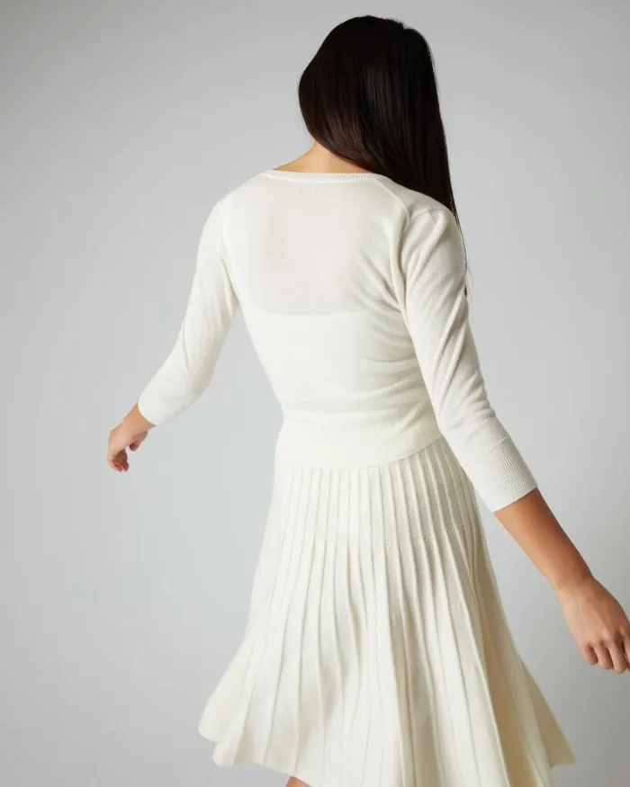 NPeal Cardigans Women Darcie Superfine Cashmere Cropped Cardigan New Ivory White