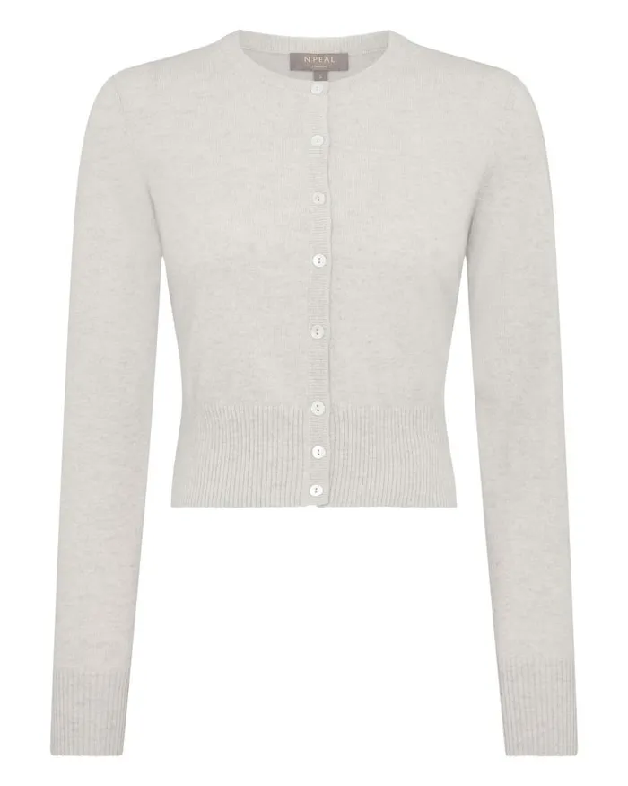 NPeal Cardigans Women Ivy Cropped Cashmere Cardigan Pebble Grey