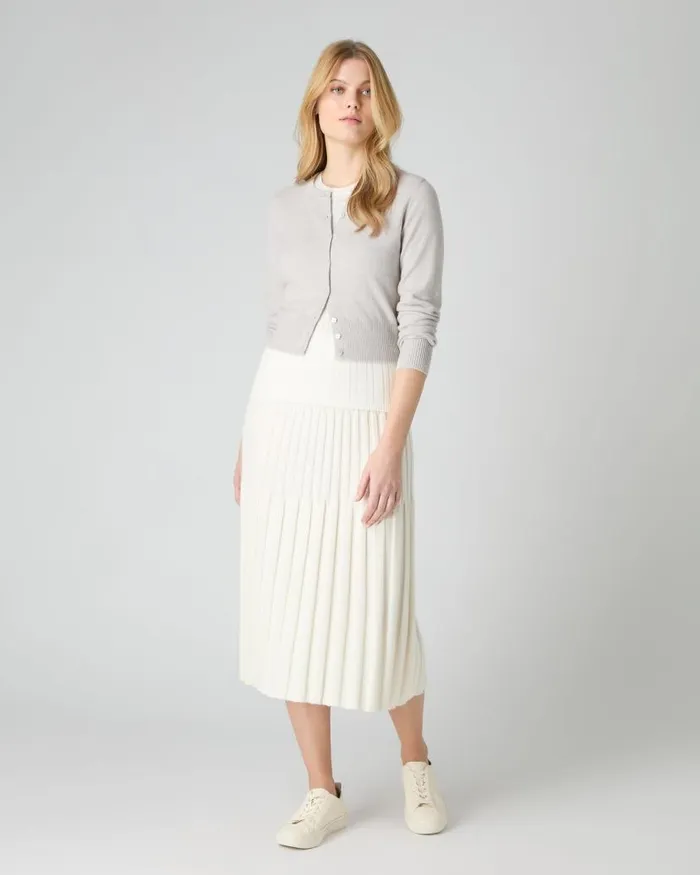 NPeal Cardigans Women Ivy Cropped Cashmere Cardigan Pebble Grey