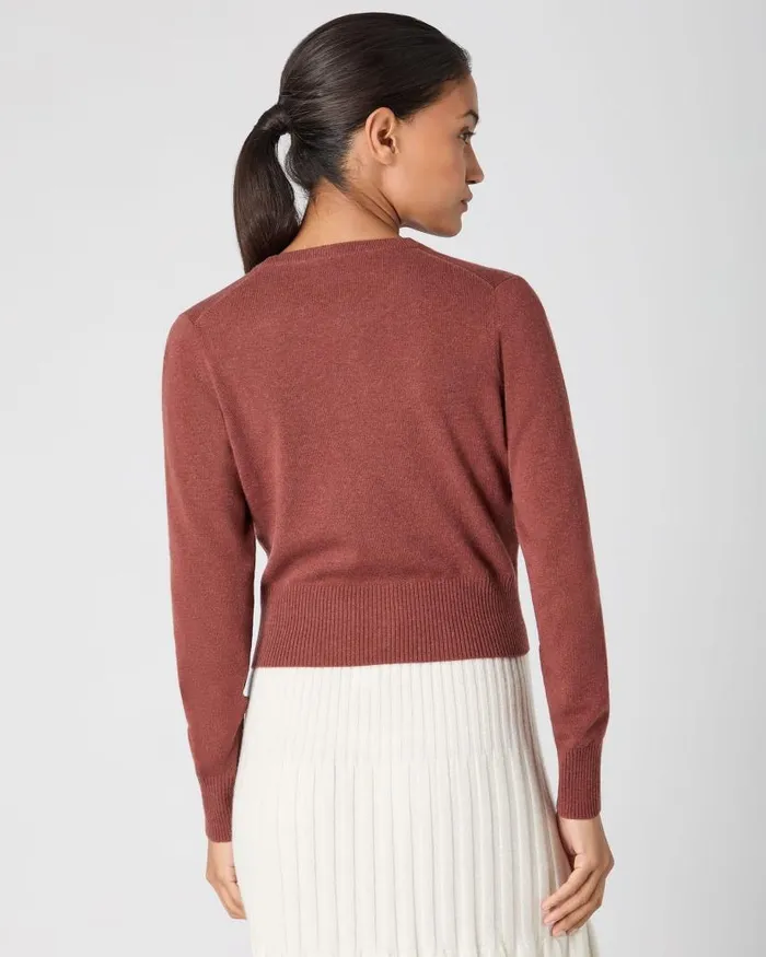 NPeal Cardigans Women Ivy Cropped Cashmere Cardigan Terracotta Brown