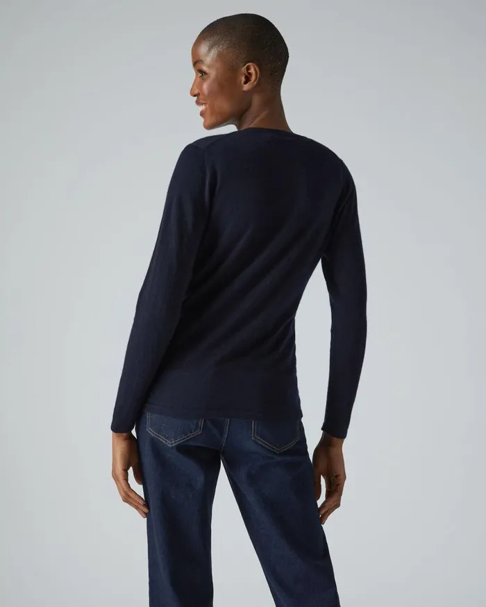 NPeal Cardigans Women Mia Superfine Cashmere V Neck Cardigan Navy Blue