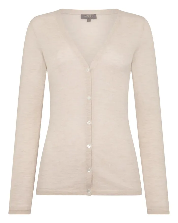 NPeal Cardigans Women Mia Superfine Cashmere V Neck Cardigan Sandstone Brown
