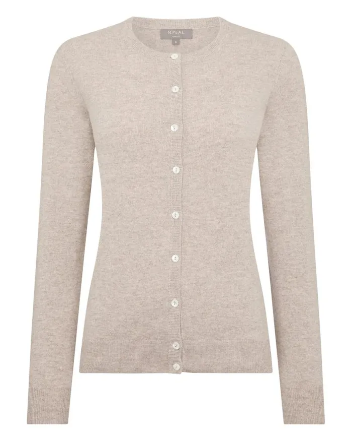 NPeal Cardigans Women Olivia Round Neck Cashmere Cardigan Oatmeal Brown