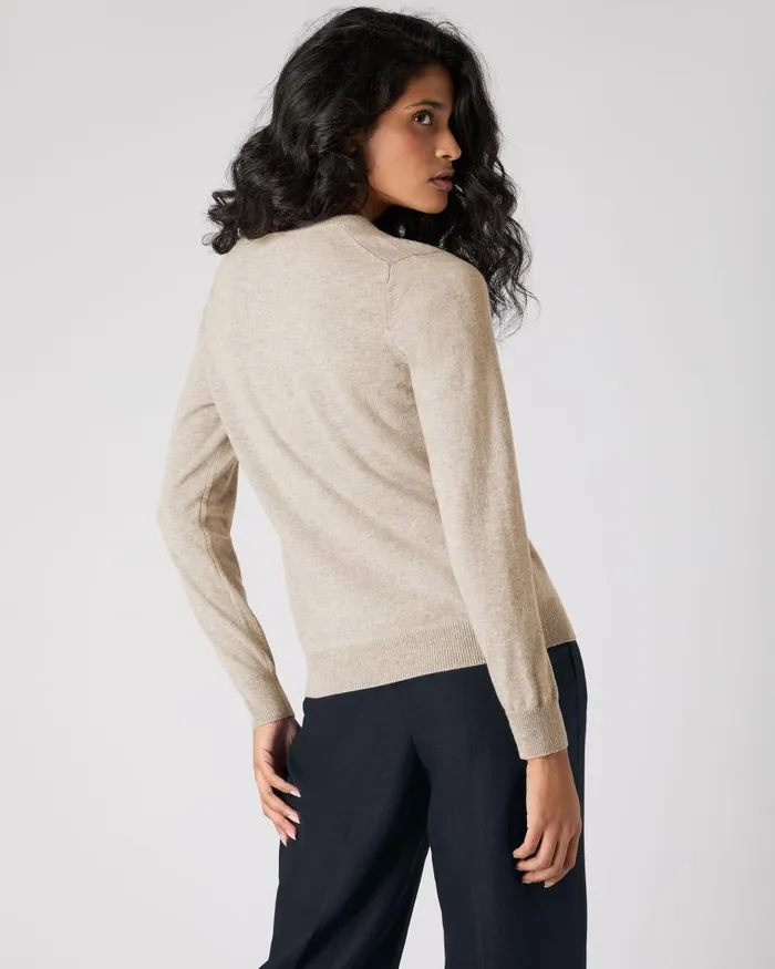 NPeal Cardigans Women Olivia Round Neck Cashmere Cardigan Oatmeal Brown