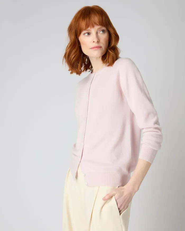NPeal Cardigans Women Olivia Round Neck Cashmere Cardigan Quartz Pink