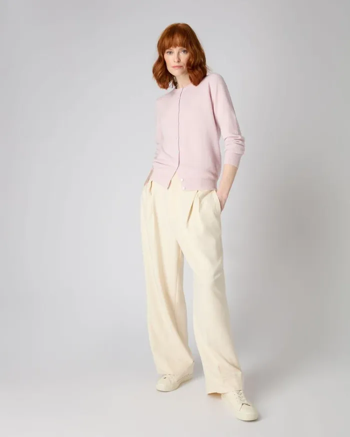 NPeal Cardigans Women Olivia Round Neck Cashmere Cardigan Quartz Pink