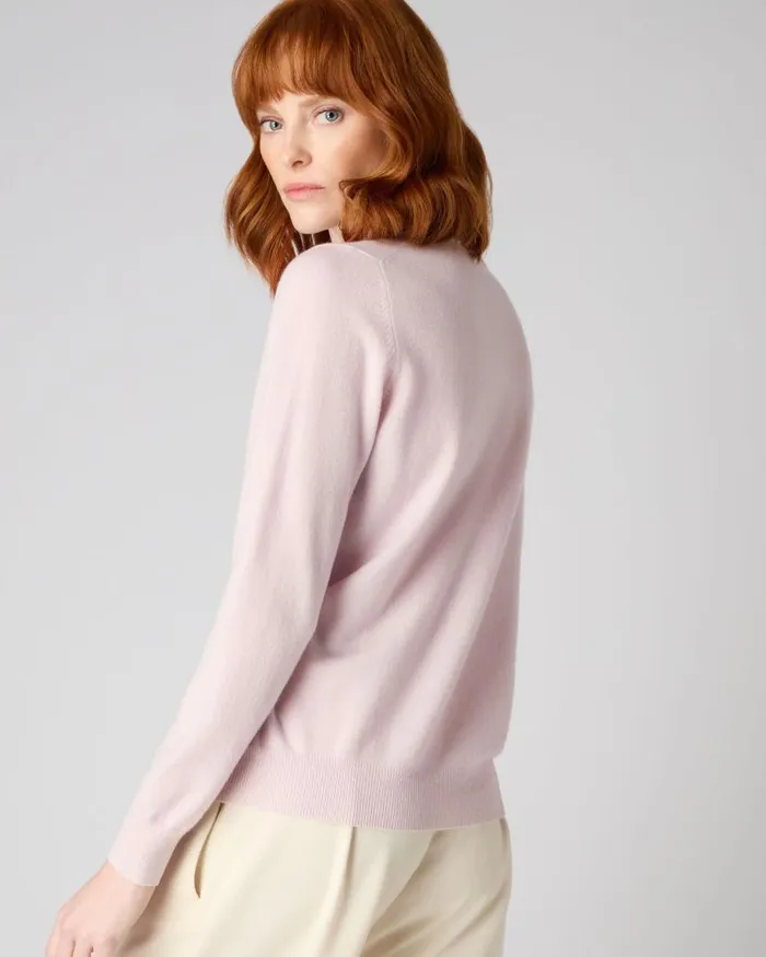 NPeal Cardigans Women Olivia Round Neck Cashmere Cardigan Quartz Pink