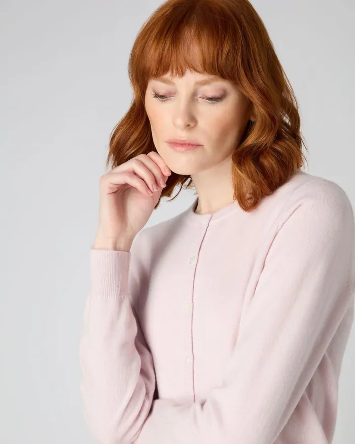 NPeal Cardigans Women Olivia Round Neck Cashmere Cardigan Quartz Pink